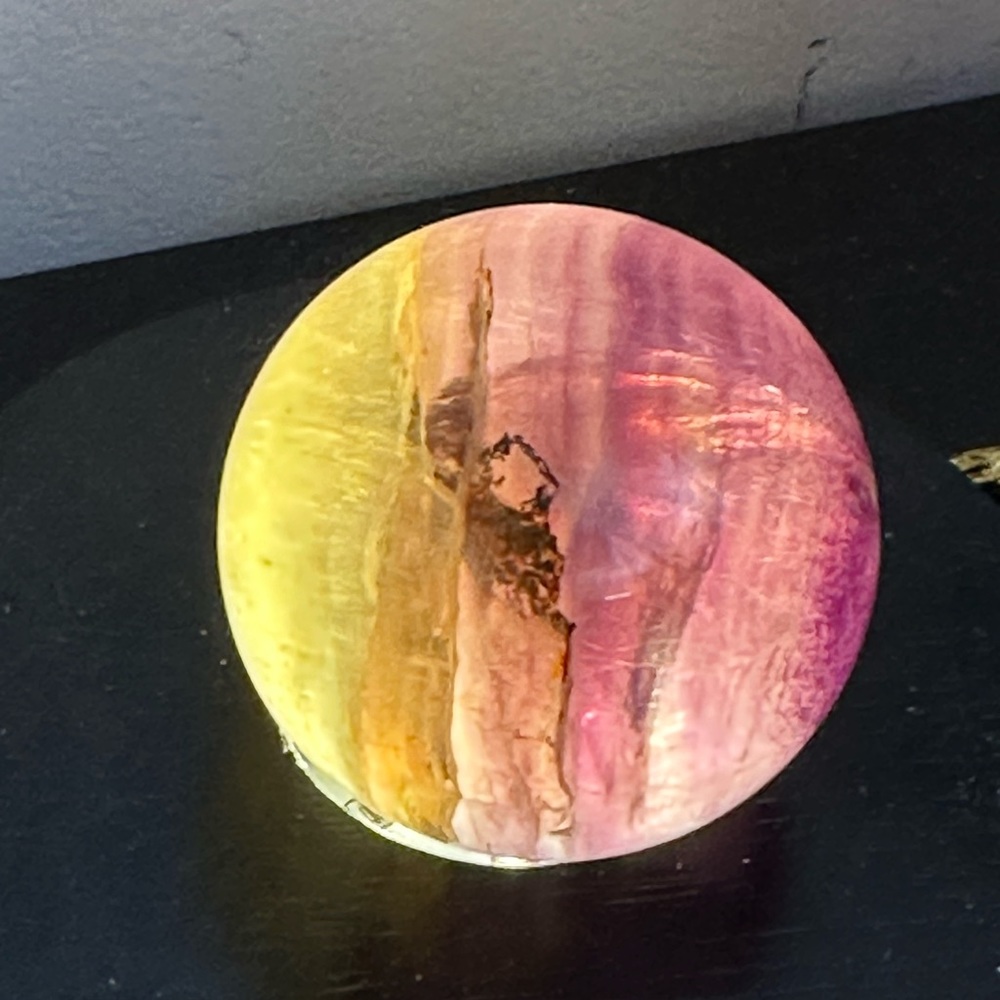 Purple and yellow dendritic fluorite sphere.  Rare and beautiful.